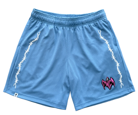 Bat Reaper Mesh Shorts - Light Blue