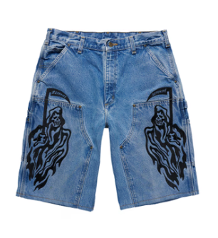 Serenity Vintage Carhartt Double Knee Shorts - Blue Denim/Black