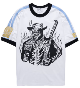 Gaucho Striped Ringer Shirt - White/Baby Blue