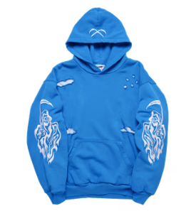 Serenity Reaper Distressed Thermal Lined Hoodie - Blue