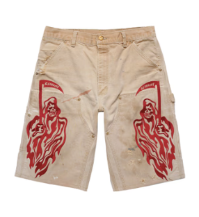 Serenity Vintage Carhartt Double Knee Shorts - Tan/Cardinal
