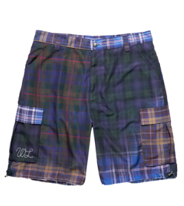 Hybrid-Plaid Nylon Cargo Shorts