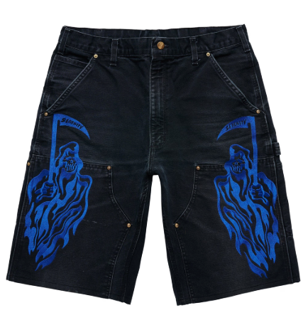 Serenity Vintage Carhartt Double Knee Shorts - Black/Royal Blue
